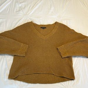 American Eagle Knit V-Neck Sweater - mustard